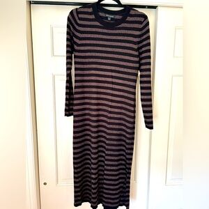 Striped Black and Brown Shimmering Women's Dress